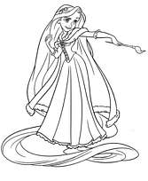 coloriage raiponce joue avec son pinceau